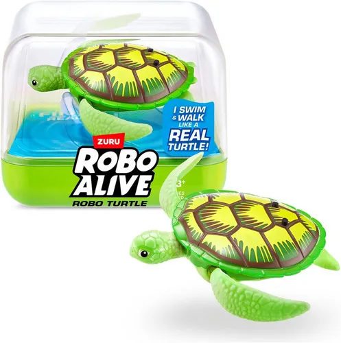 ZURU Robotertier Robo Alive, Robo-Turtle - Robotertiere: Lebensechte Robo-Schildkröte, die im Wasser schwimmt und an Land läuft – perfekt für kreative Streiche und Sammelspaß in 4 bunten Farben!