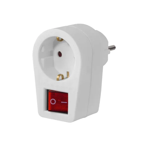 Arcas Zwischensteckdose 1 Fach mit Schalter Adapter Weiß Kindersicherung Stecker