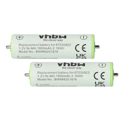 vhbw 2X Akku kompatibel mit Braun 65723701, 65723795, 65724701, 65724702, 65724703 Rasierer Haarschneider (1800mAh, 1,2V, NiMH)