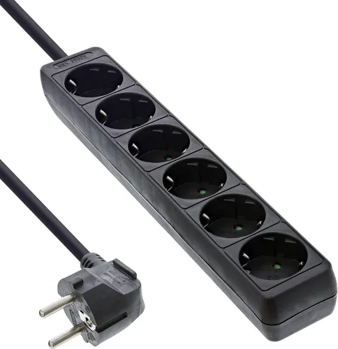 InLine® Steckdosenleiste  6-fach Schutzkontakt  schwarz  3m