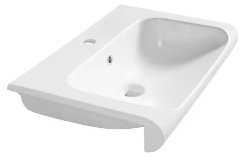 INKA Keramik-Waschtisch 60x40cm – Modernes Design - Eleganter Keramik-Waschtisch in Weiß, 600 mm breit, mit abgerundeter Vorderkante. Ideal für stilvolle Badezimmergestaltungen. Lieferung ohne Zubehör.