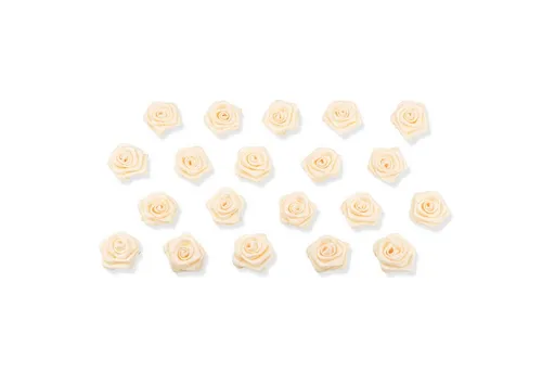 Creativery Streudeko, Satinrosen 2cm zum Basteln & Aufnähen 20 Stück Champagner