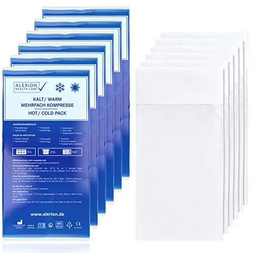 Alerion 6x Kalt Warm Kompresse 21x38 cm Set Angebot mit Vlieshülle PRO Mehrfach Kompresse Wiederverwendbar Mikrowellen geeignet + 3 Vlieshüllen PRO Coolpad Kühlpads