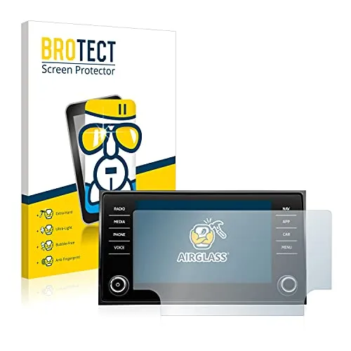 BROTECT Schutzglas für Skoda Karoq Amunds Sportline 2021 Infotainment System Schutzfolie Panzer Folie Glas Displayschutz Made in Germany [ 9H, Anti-Fingerprint]