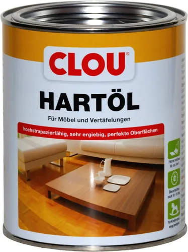 Hartöl von CLOU dampfdurchlässig Haushaltschemiebeständig rotbraun 750ml