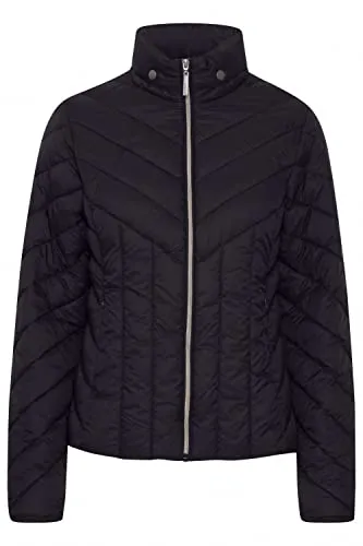 fransa FRPADMA Damen Steppjacke Übergangsjacke Jacke mit Stehkragen tailliert geschnitten mit Reißverschluss, Größe:XS, Farbe:Black (200113)