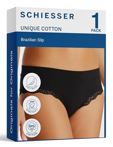 Schiesser Damen Unique Cotton Unterwäsche, schwarz_183136, 46