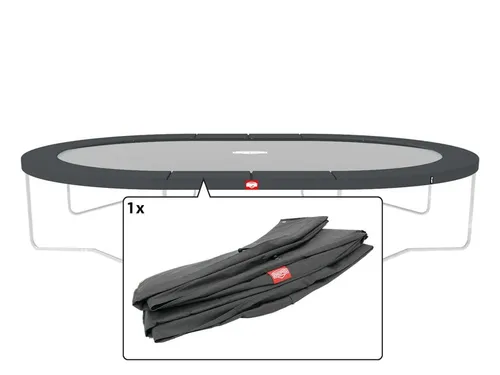 BERG Schutzrand für Grand Favorit Regular 520 Trampoline – Grau - Sicherheitsrand für ovale Trampoline, 380 mm breit, mit dickem Schaumstoffkern und wetterbeständigem PVC-Mantel. Garantiert unbeschwertes Springen für die ganze Familie.