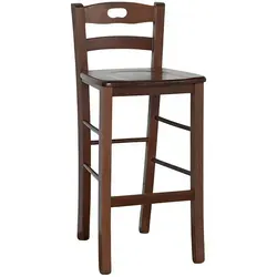 Hocker Aus Dunklem Nussbaum Mit Rückenlehne Und Massiver Sitzfläche H66 Cm