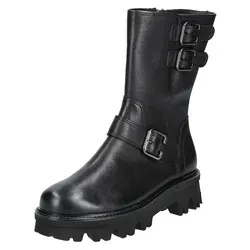 Bikerboots PAUL GREEN Glattleder Stiefelette - Wanderschuhe in elegantem Schwarz, ideal für Freizeit und Business. Hochwertiges Glattleder, komfortabler Reißverschluss und stilvolle Dekoschließen für einen beeindruckenden Look.