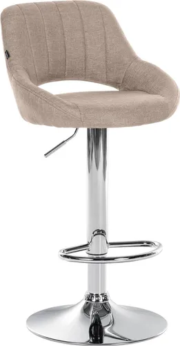 DELUKE Barhocker SEGAD Stoff Taupe 46,5x48x85cm Silber