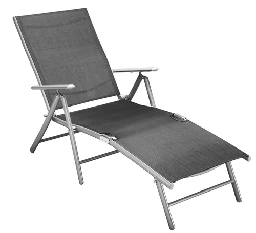 MERXX Gartenliege, klappbar & verstellbar - Liegen im Garten oder am Strand – die klappbare Alu/Textil Gartenliege ist superleicht, platzsparend und bietet 4-fach verstellbare Rückenlehne für maximalen Komfort.