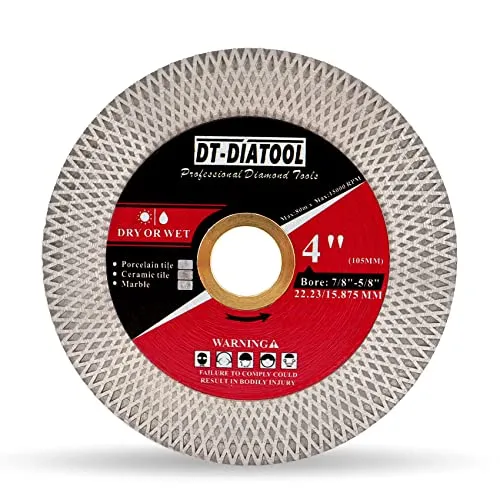 DT-DIATOOL Diamant-Trennscheibe 105mm x 22.23mm - für Porzellan, Fliesen, Keramik, Marmor Diamantscheibe 105mm für Schleifer