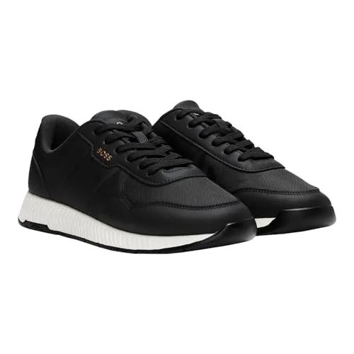 BOSS Sneaker Herren Textil schwarz, 43 703061-0002-00430 - Herren-Sneaker aus Textil und Kunstleder, ideal für smarte Casual-Looks und legere Anzug-Stylings mit sportivem, elegantem Design.
