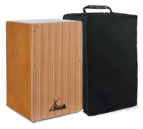 XDrum Cajon El Bajo Bass Port Walnut / Zebra - Percussion Cajon mit integriertem Bass Port für durchsetzungsstarken Bass, Korpus aus HPL und inklusive praktischer Tasche für einfachen Transport.