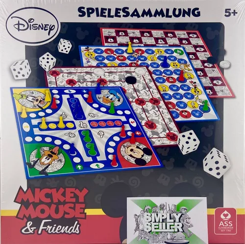 🔥 ASS - Disney Mickey Mouse & Friends 4 in 1 Spielesammlung Mühle Dame NEU 🔥