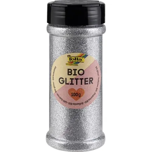 folia 578160 - Bio Glitter, 100 g, organischer Glitzer in Silber, zum Verzieren und Dekorieren