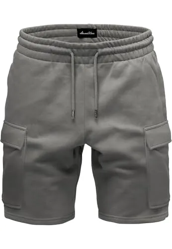 Amaci&Sons Herren Cargoshort Männer Kurze Bermuda Sweat Hose Regular Fit 8007 Dunkelgrau 3XL