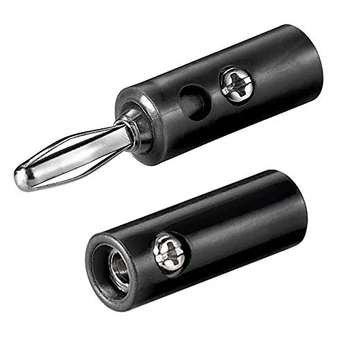 Bananenstecker Buchse Set | 4mm | Stecker und Buchse | mit Schraubverschluss | für Lautsprecherkabel AV-Receiver Verstärker | Bananas Banana Lautsprecher Boxen Audio HiFi Kabel | Schwarz