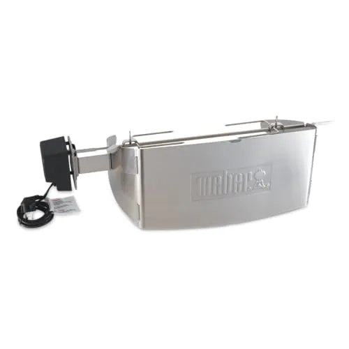 Weber Drehspieß für Q 200-2000-Serie - Grillzubehör für saftige, gleichmäßig gegarte Fleischgerichte, ideal für entspannte Grillabende mit Familie und Freunden