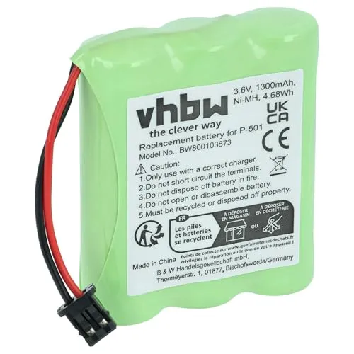 vhbw Akku kompatibel mit Cobra GP60AAK3BMS, GP80AAS3BMX schnurlos Festnetz Telefon (1300 mAh, 3,6 V, NiMH)