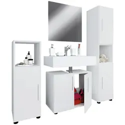 Mid.you Badezimmer VCM Flandu II - Stehendes Badmöbelset - Elegantes Badmöbelset in Weiß, 122 cm, aus Holzwerkstoff - ideal für stilvolle Badezimmergestaltung.