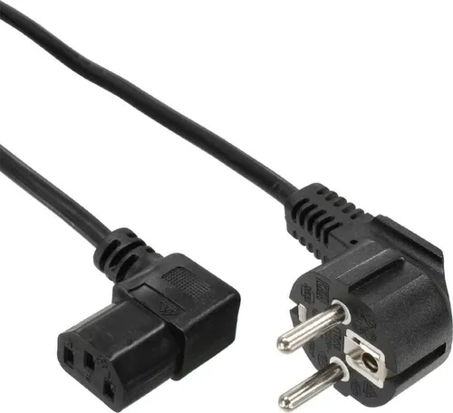 InLine Netzkabel gewinkelt auf Kaltgerätestecker - Hochwertiges Netzkabel mit gewinkelt Schutzkontakt für platzsparende Anschlussmöglichkeiten. Ideal für den Einsatz in engen Räumen.