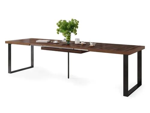 Mazzoni Design Esstisch Avella - Ausziehbar von 160 bis 310 cm - Moderner Esszimmertisch in Nussbaum und Schwarz matt, ideal für flexible Essbereiche. Ausziehbar für mehr Platz und elegantes Design, perfekt für jede Einrichtung.