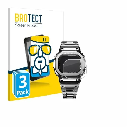 BROTECT 3 Stück Schutzglas für Casio G-Shock GMW-B5000D-1ER Schutzfolie Panzer Folie Glas Displayschutz Made in Germany [ 9H, Anti-Fingerprint]