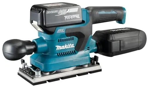 Makita DBO380RTJ 18 V Li-Ion LXT Finishing-Schleifer - Bürstenloser Schleifer mit 12.000 U/min, ideal für große Holz- und Metalloberflächen. Inklusive 2 x 5,0 Ah Akkus und Ladegerät, geliefert im praktischen Makpac-Etui.