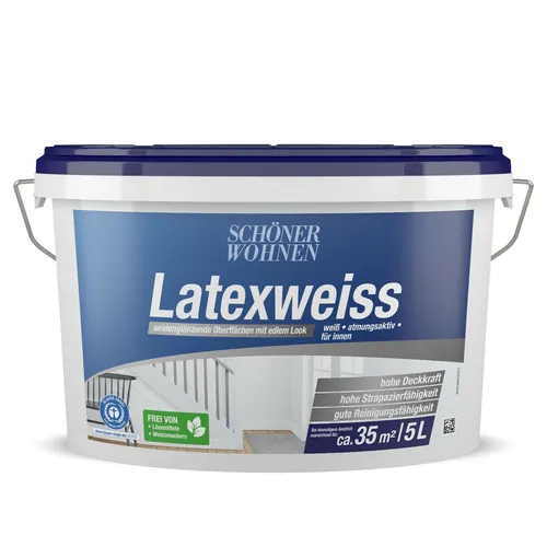SCHÖNER WOHNEN Latexweiss seidengläzend Wandfarbe Innenfarbe 5 l