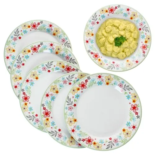 MamboCat 6er Set Variant Blümchen Speiseteller I farbige Porzellan-Essteller für 6 Personen I Bunte große Teller für Hauptmahlzeiten beim Frühstück, Mittag, Kaffee & Abendbrot
