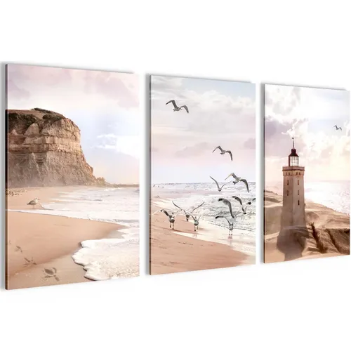 Wandbilder Set Strand Wohnzimmer Flur in pink von Novart