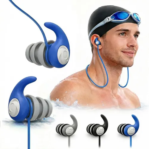 Schwimm Ohrstöpsel 3 Paar Silikon mit Schnur Erwachsene