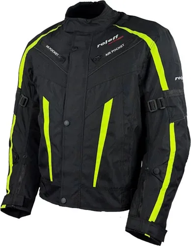 Roleff Motorradjacke RO5483 – Kurzjacke Schwarz/Neongelb, Wasserdicht & Atmungsaktiv - Sportliche Motorradjacke aus robustem Kodra 500D, mit herausnehmbaren Protektoren, ideal für alle Wetterbedingungen und optimalen Tragekomfort in Größen S-7XL.