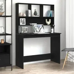 vidaXL Schreibtisch mit Regalen in Schwarz Eichen-Optik - Kinderschreibtisch mit reichlich Stauraum und platzsparendem Design, ideal für kleine Räume und Studenten, aus langlebigem Holzwerkstoff gefertigt.
