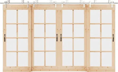 vidaXL Schiebetür-Beschlagsatz 366 cm Edelstahl Silbern