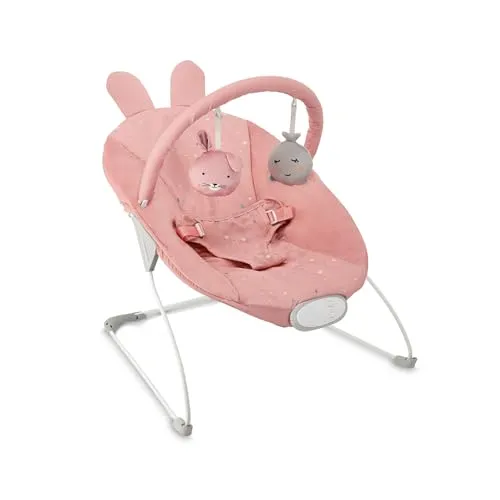 MoMi GLOSSY Babywippe für Babys bis 9 kg, 3-Punkt-Sicherheitsgurt, Metallgestell mit Antirutsch-Füßchen, Gewicht 1,7 kg, Abmessungen 58 x 49 x 53 cm, sensorisches Modul für Kinderförderung