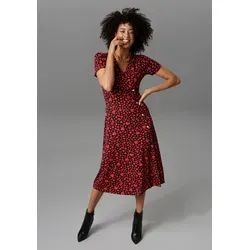 Jerseykleid in Wickeloptik, Gr. 48 in rot von Aniston