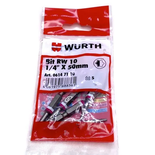 Würth 5x RW® 10 Bit 1/4 Zoll x 50mm Bits RW® 10 Antrieb ASSY Schrauben 06147110
