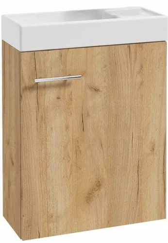 Badezimmerschrank mit Waschbecken 50x70cm hängend Eiche Craft Small