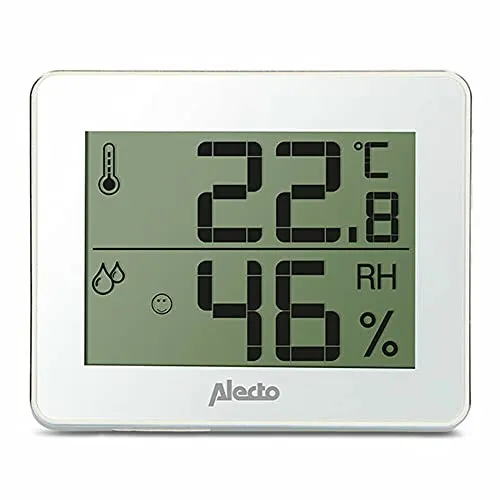 Alecto WS-55 Wetterstation - Wetterstation mit großem Display für präzise Temperatur- und Luftfeuchtigkeitsmessung, ideal für ein gesundes Zuhause und perfekt für das Babyzimmer.