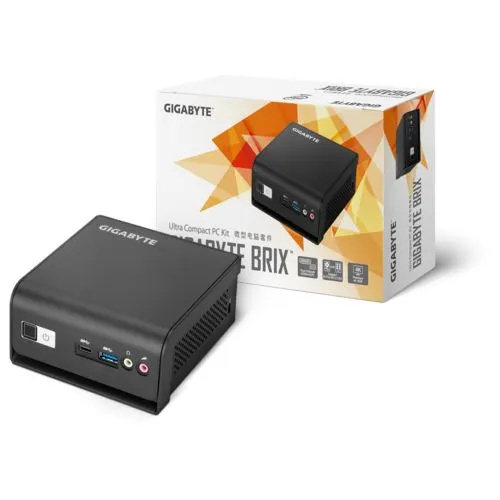Gigabyte GB-BMCE-5105 Mini-PC - Barebone Mini-PC mit ultrakompaktem Design (0.67 l), Intel Celeron N5105 und Unterstützung für 4K HDR, ideal für platzsparende Anwendungen.