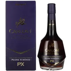 Osborne Carlos I - PX - Pedro Ximénez - Solera Gran Reserva - Weinbrand aus Jerez, reift in PX-Sherry-Fässern, mit intensiven Aromen von Karamell, Rosinen und Nüssen, ideal für Kenner und Genießer.
