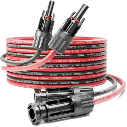 deleyCON 5m PV4 Solarkabel Verlängerung Set 6mm² für Photovoltaik-Anlagen - Verlängerungskabel für Serielle & Parallele Verkabelungen - 1kV AC 1,5kV DC - Wetterfest UV-Beständig IP68 - Rot & Schwarz