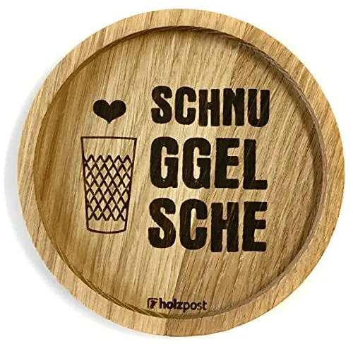 Holzpost Witzige Holzuntersetzer ''Schnuggelsche'' in braun von Holzpost