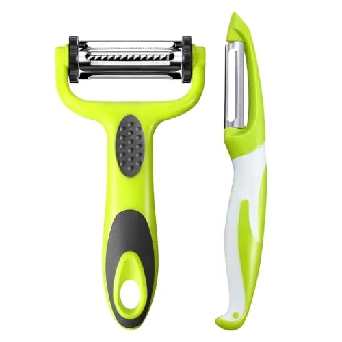 3-in-1 Julienne-Sparer, Obst- und Gemüseschäler, Gemüseschäler mit rutschfestem Griff, ideal zum Schälen von Kartoffeln, Karotten und verschiedenen Früchten und Gemüse