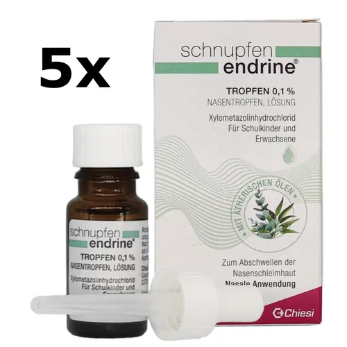 SCHNUPFEN ENDRINE Tropfen 5x10ml 0,1% bei verstopfter Nase von Schnupfen Endrine