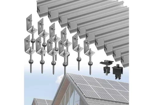 avoltik Solarmodul-Halterung Set für Blechdächer - Kompaktes Montageset zur sicheren Befestigung von 1-4 Solarmodulen auf Blechdächern. Enthält alles Notwendige für eine einfache und schnelle Montage – ideal für Solarprojekte und Balkonkraftwerke.