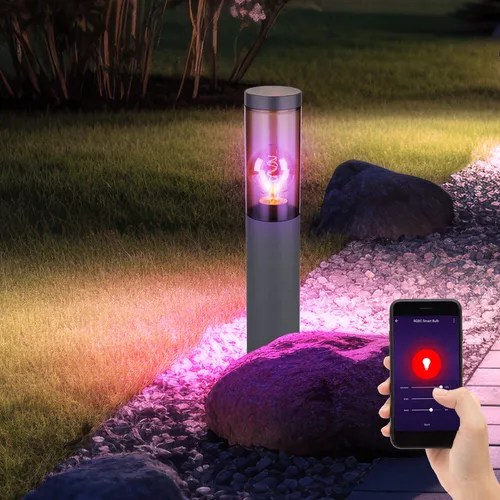 Wegeleuchte Außenlampe Edelstahl mit App Steuerung - Lampen - Elegante Sockelleuchte aus Edelstahl, dimmbar und steuerbar per App. Ideal für stimmungsvolle Außenbeleuchtung mit RGB-Farbwechsel.
